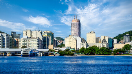 Cityscape and ferry terminal in Rio de Janeiro, Brazil