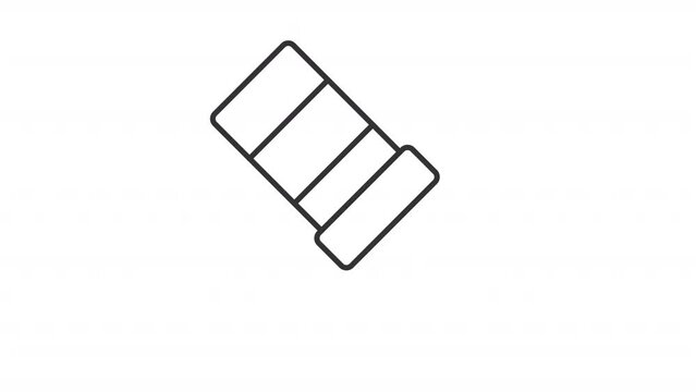 Animated salt shaker line icon. Pouring salt animation. Seasoning food. Cooking ingredient. Recipe preparation. Loop HD video with alpha channel, transparent background. Outline motion graphic