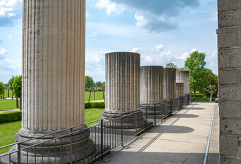 Archeological park in Xanten Germany architecture pillars against the blue sky