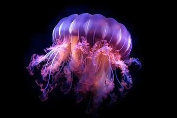 Fototapeta premium jellyfish in the dark. Generative AI