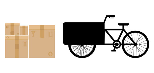 Icon of cargo bike and cardboard boxes