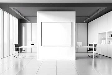 Office with blank wall mockup space. Generative ai.