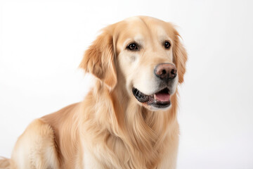 Portrait of golden retriever dog isolated on white background. Generative AI