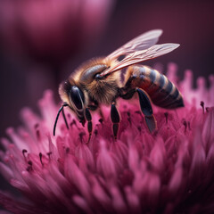 Honey Bee on Pink Flower