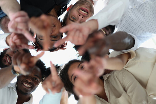 Close Up. Portrait Of A Large Group Of Diverse Business People.