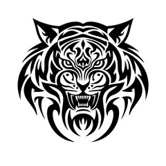 Tribal tiger head tattoo design. Ferocious tiger vector illustration. Roaring tiger head design
for logo, mascot, poster, and t-shirt print