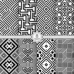 A set of vector seamless patterns. Modern geometric textures. Monochrome.