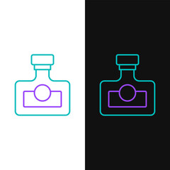 Line Alcohol drink Rum bottle icon isolated on white and black background. Colorful outline concept. Vector