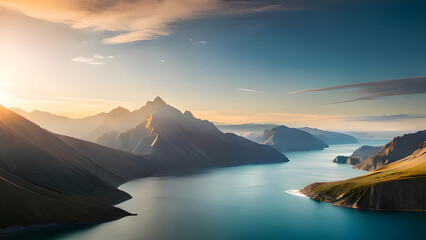 Fototapeta na wymiar Awe-Inspiring Serenity. The Breathtaking Mountain-Lake Fusion that Stirs the Soul