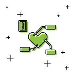 Black Attention to health heart icon isolated on white background. Vector