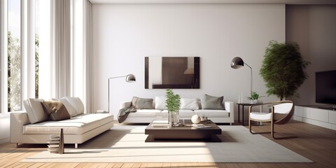 Contemporary Stylish Living Room Design AI Generated