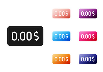 Black Zero cost icon isolated on white background. Empty bank account. Set icons colorful. Vector
