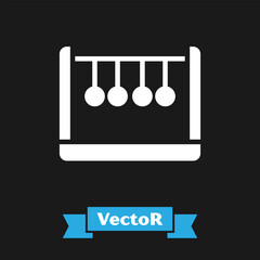 White Pendulum icon isolated on black background. Newtons cradle. Vector