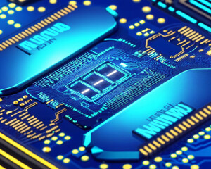 Neuronale Netzwerke in Blau: Ein Makro-Blick auf die Komplexität und Innovation der Künstlichen Intelligenz erstellt "Generative AI"