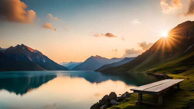 Nature's Perfect Symphony. The Harmonious Interplay of Mountains and Lakes © Nian Keun