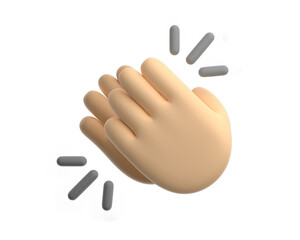 Isolated 3D cartoon hand gesture clapping hands icon