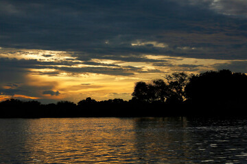 sunset over the Zambezi river
