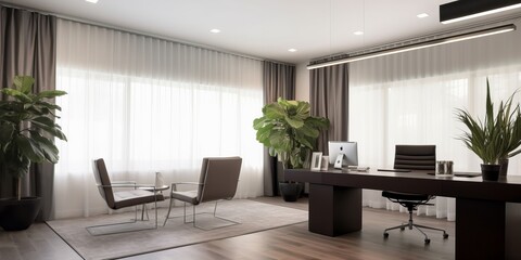 Fototapeta na wymiar Modern Stylish Home Office Setup AI Generated