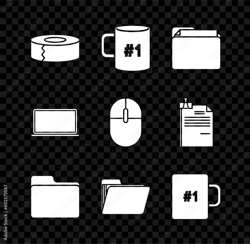 Canvas Prints Set Scotch, Coffee cup flat, Document folder, Laptop and Computer mouse icon. Vector