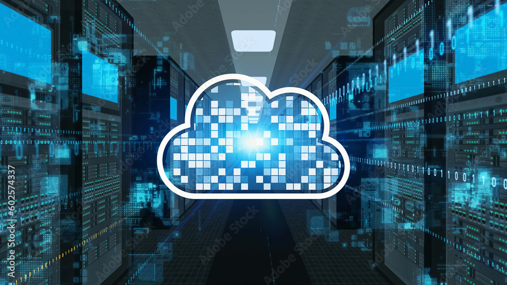 Fototapete Cloud computing and Data center concept. Software as a Service. SaaS. Communication network.