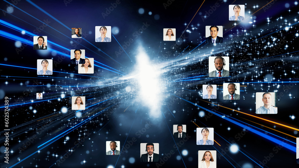 Poster global communication network concept. planet earth in cyberspace.