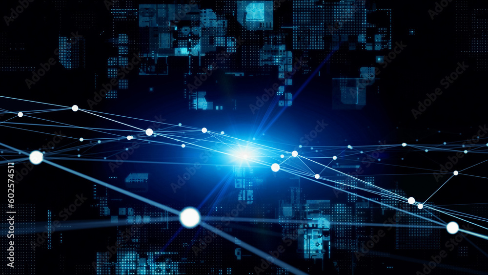 Aufkleber communication network concept. digital transformation.