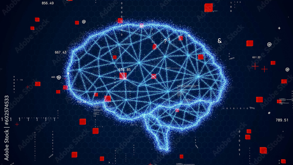 Poster AI (Artificial Intelligence) concept. Deep learning. Digital transformation.