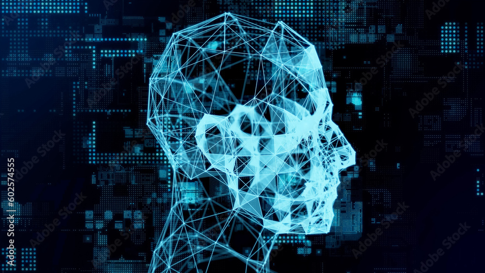 Poster AI (Artificial Intelligence) concept. Deep learning. Digital transformation.