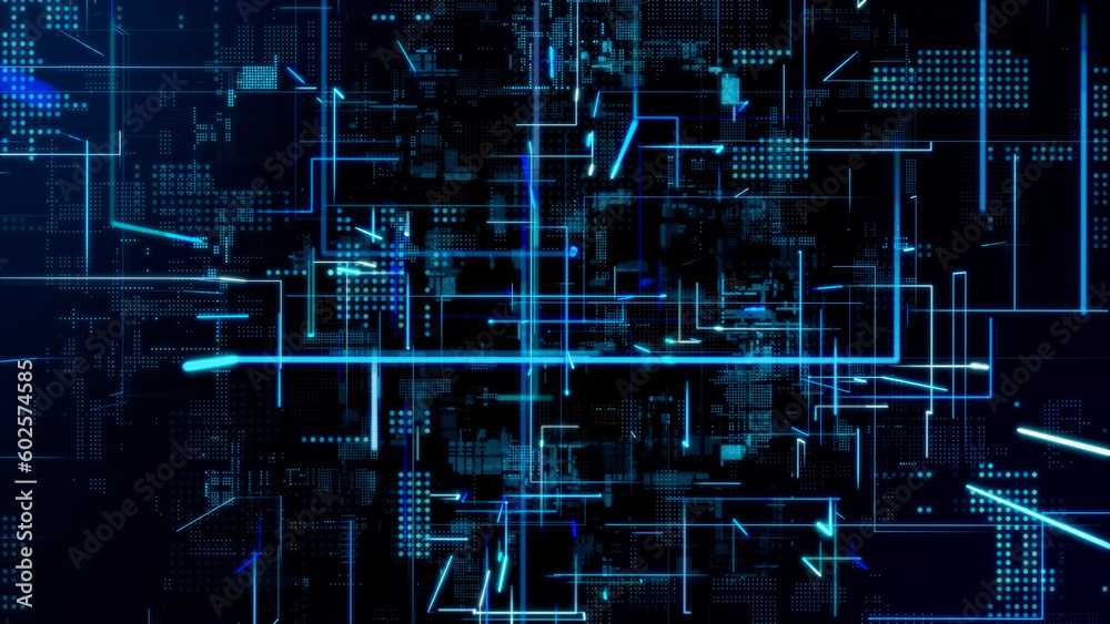Poster Electronic circuit. Digital transformation. Communication network.