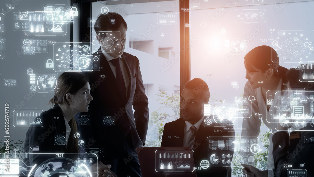 Poster business and technology concept. communication network. data analysis. management strategy. digital 