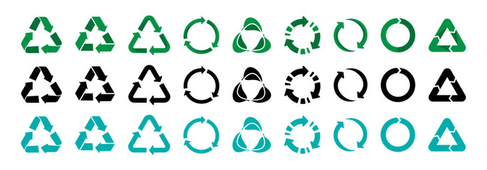 Recycling arrow symbol collection. Set of recycle arrow icons