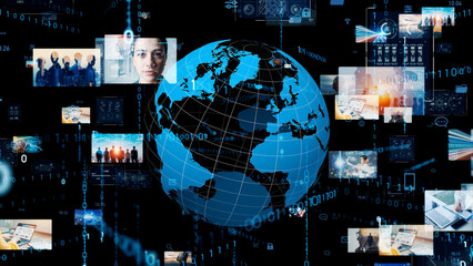 Global communication network concept. Internet movie. Video distribution service. Streaming video. 