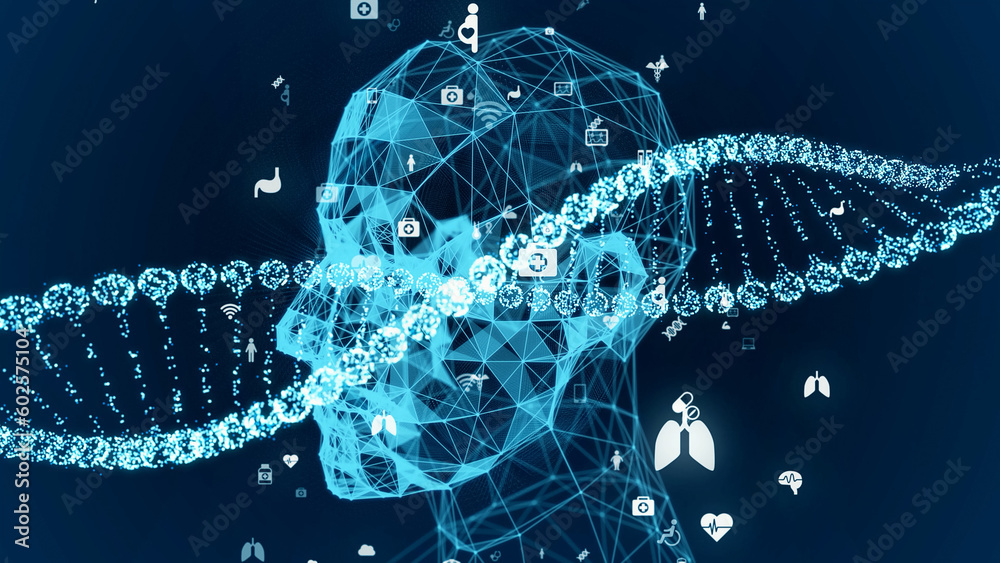 Poster AI (Artificial Intelligence) concept. Deep learning. Digital transformation.