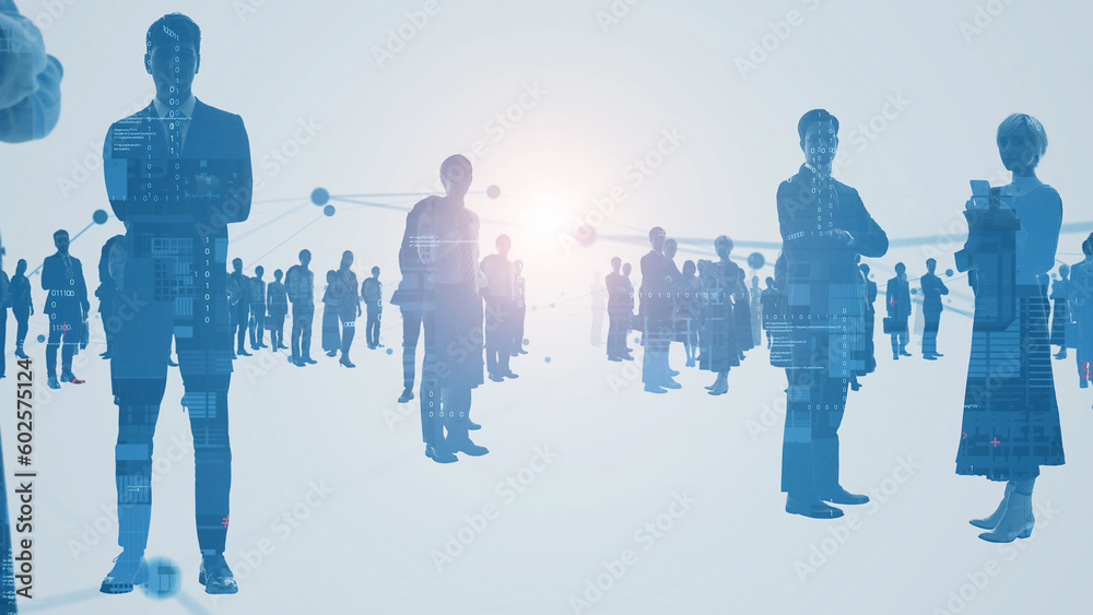 Aufkleber business and technology concept. communication network. data analysis. management strategy. digital 