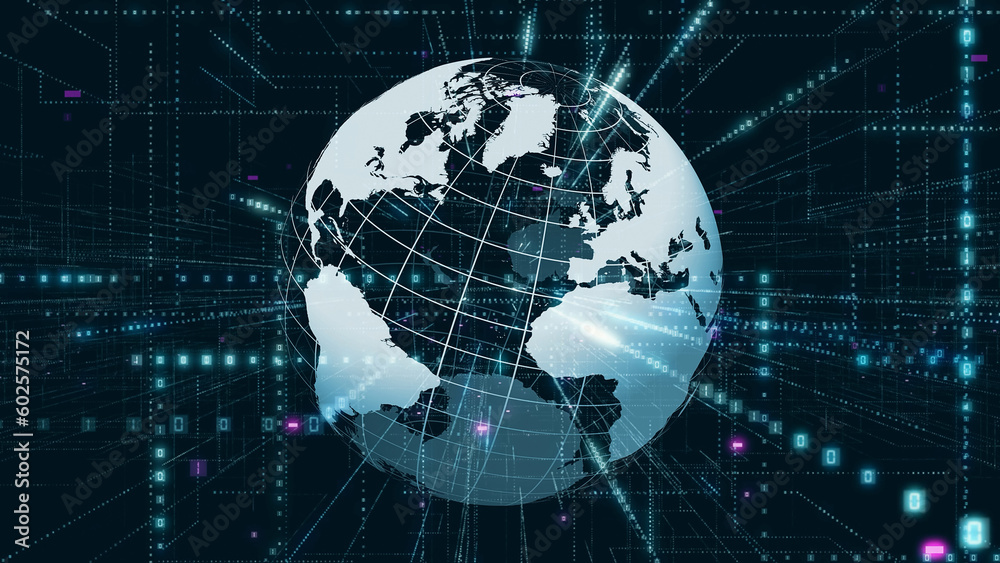 Poster Global communication network concept. Digital transformation.