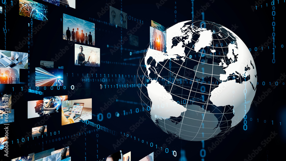 Aufkleber Global communication network concept. Internet movie. Video distribution service. Streaming video. 