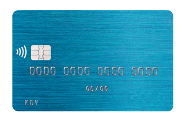 Debit card closeup on transparent background