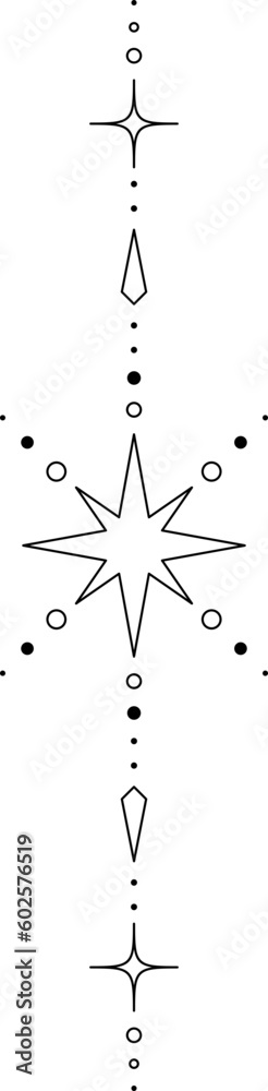 Wall mural abstract celestial line art. minimal boho linear symbols. celestial mystic element. vector line art 