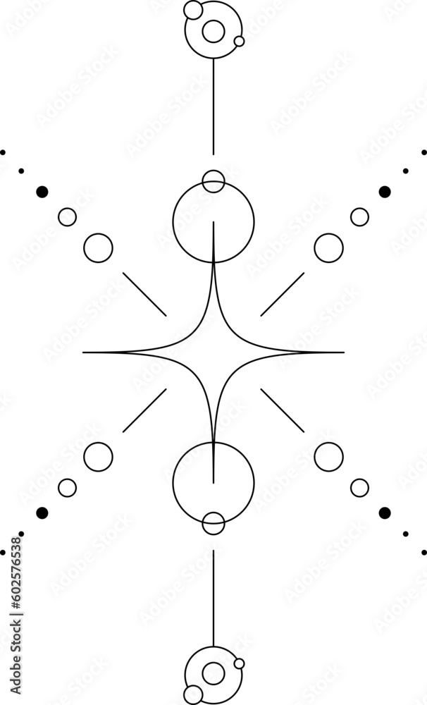 Wall mural abstract celestial line art. minimal boho linear symbols. celestial mystic element. vector line art 