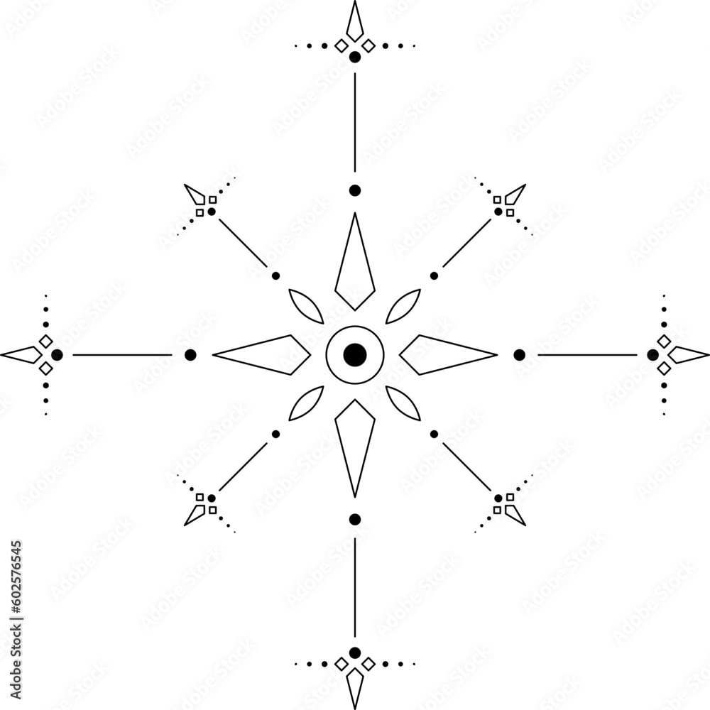 Wall mural abstract celestial line art. minimal boho linear symbols. celestial mystic element. vector line art 