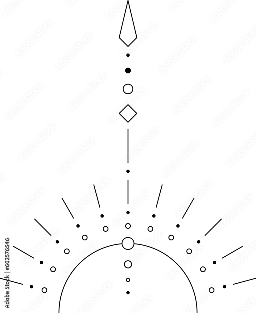 Wall mural abstract celestial line art. minimal boho linear symbols. celestial mystic element. vector line art 