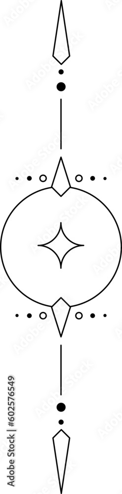 Wall mural abstract celestial line art. minimal boho linear symbols. celestial mystic element. vector line art 