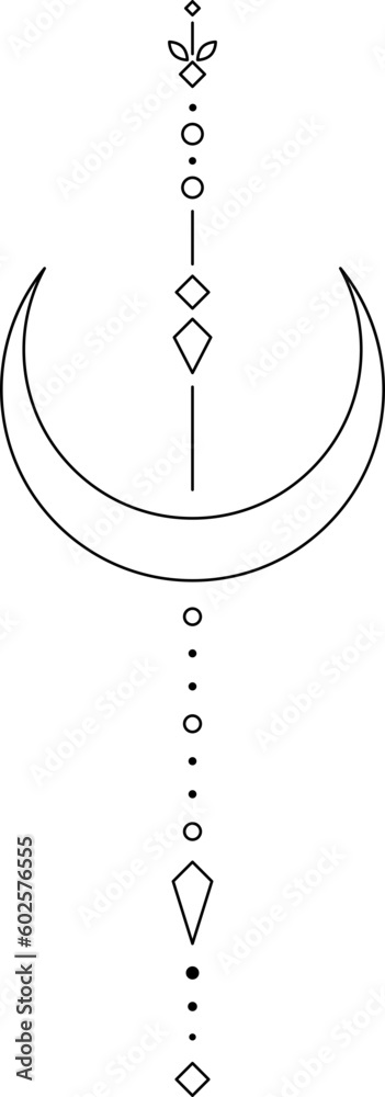 Wall mural abstract celestial line art. minimal boho linear symbols. celestial mystic element. vector line art 