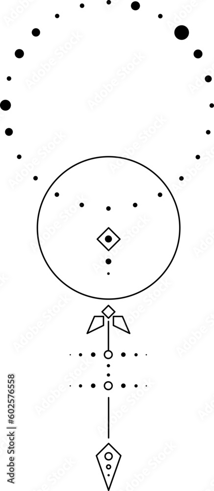 Wall mural abstract celestial line art. minimal boho linear symbols. celestial mystic element. vector line art 