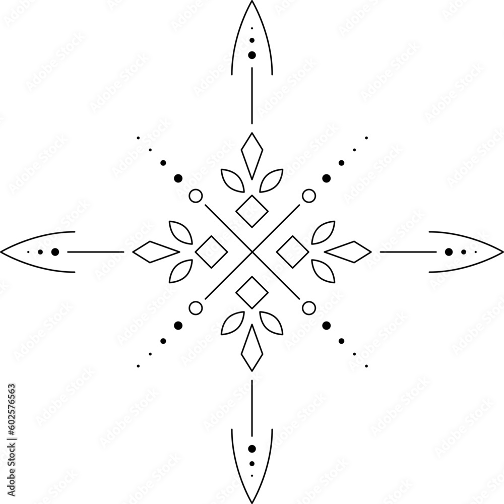Wall mural abstract celestial line art. minimal boho linear symbols. celestial mystic element. vector line art 