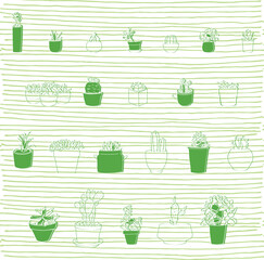 Cactus Plants Vector Free Seamless Pattern. In this set there are 4 color options. It will be useful for many designers. You can use it to design a corporate identity or your own website