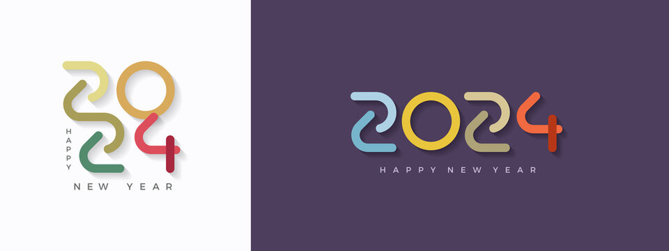 happy new year 2024 design with colorful concept