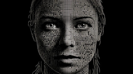ai computer face ascii generated, gerenative AI