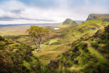 Breathtaking panoramic view taken at The Quiraing on the Isle of Skye, Scotland, UK