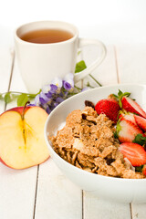 Healthy cereal breakfast with fruit
